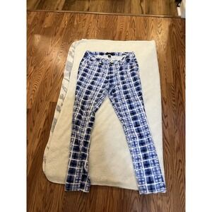 Ashley Stewart Super‎ Stretchy White/blue Design Jeans sz 14